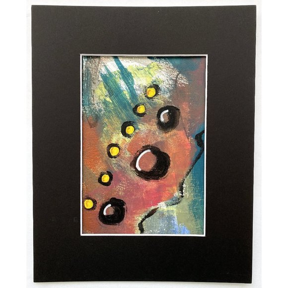 Copper Minds - Original Wall Art Handmade Acrylic Abstract Matted Painting 8x10 - Picture 3 of 9
